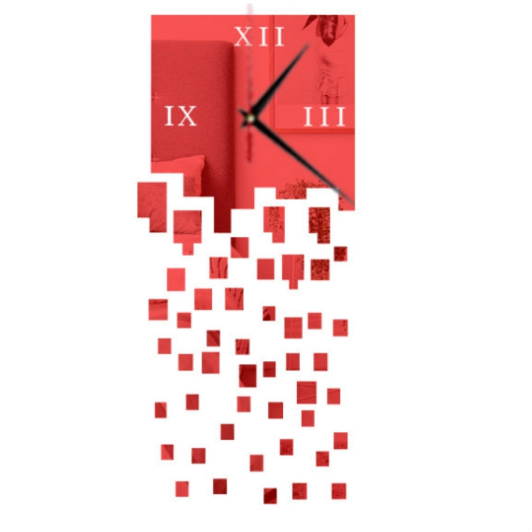 Mirror Clock Personality Wall Clock Three-dimensional Wall Decoration Mosaic Wall Clock