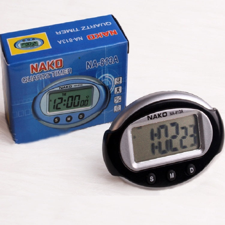 2 PCS Portable Car Electronic Clock Test Sports Clock Small Alarm Clock Stopwatch, Oval, Rectangle