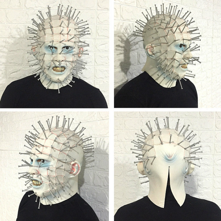 Halloween hat Hellraiser Scary Pinhead Masks Grimace Monster Adult Cosplay, Scary Pinhead Mask