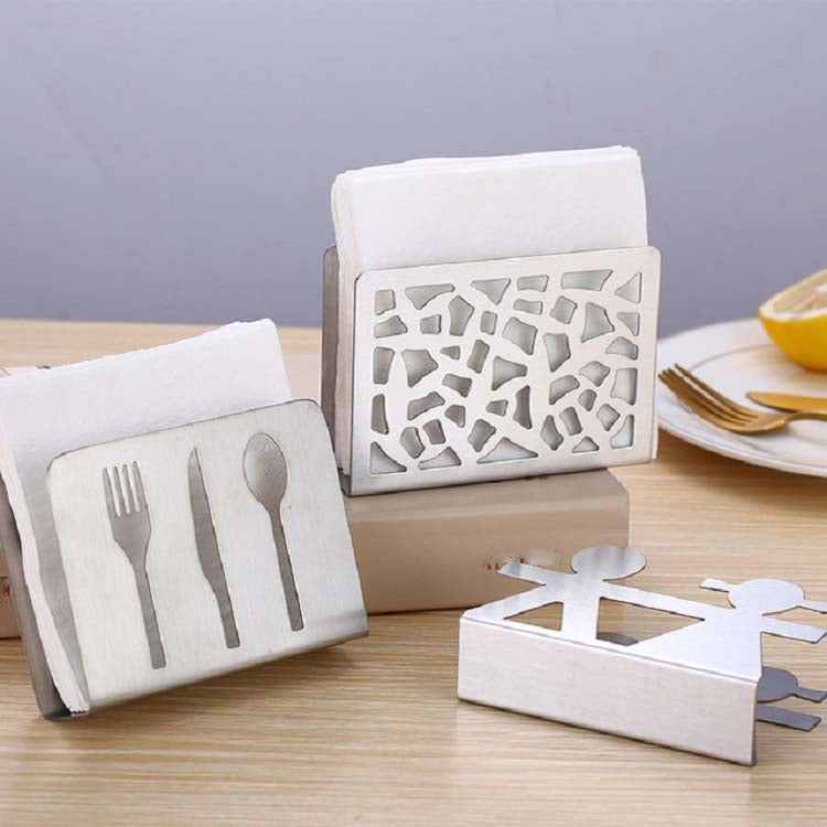 Restaurant Hotel Napkin Nolder Paper Towel Holder Stainless Steel Square Towel Holder, Tableware (Sanding), Grilles (Sanding), Plant (Sanding), Lovers (Sanding)