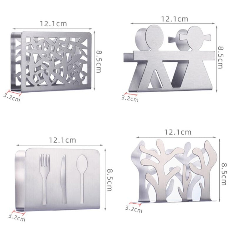Restaurant Hotel Napkin Nolder Paper Towel Holder Stainless Steel Square Towel Holder, Tableware (Sanding), Grilles (Sanding), Plant (Sanding), Lovers (Sanding)