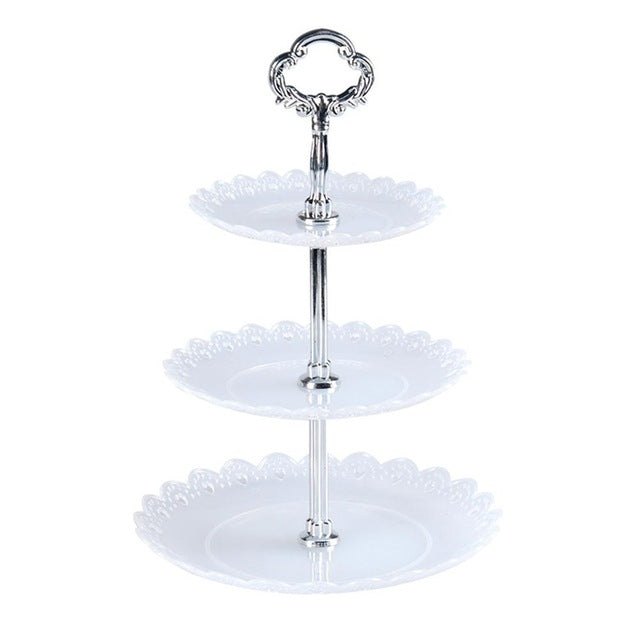 Party Birthday Three-layer Fruit Plate Cake Stand Dessert Storage Rack, Dessert Storage Rack, Black, Clear, Blue