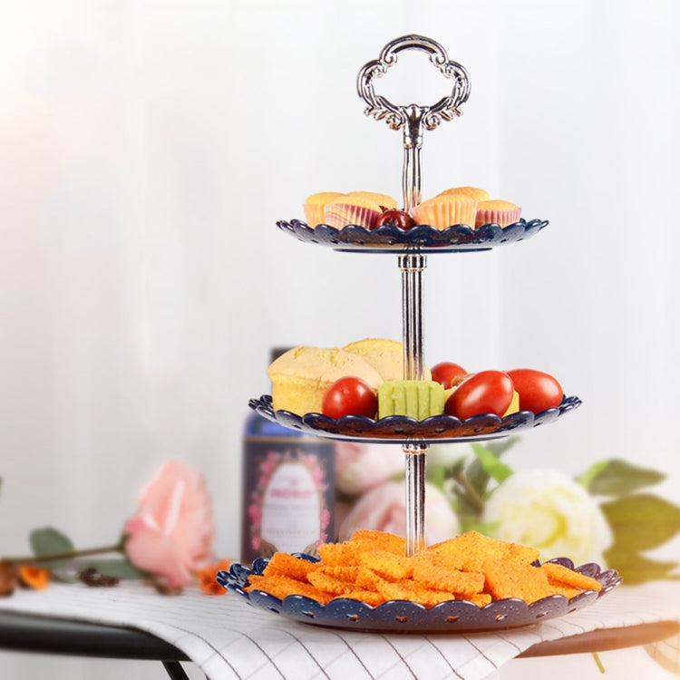 Party Birthday Three-layer Fruit Plate Cake Stand Dessert Storage Rack, Dessert Storage Rack, Black, Clear, Blue