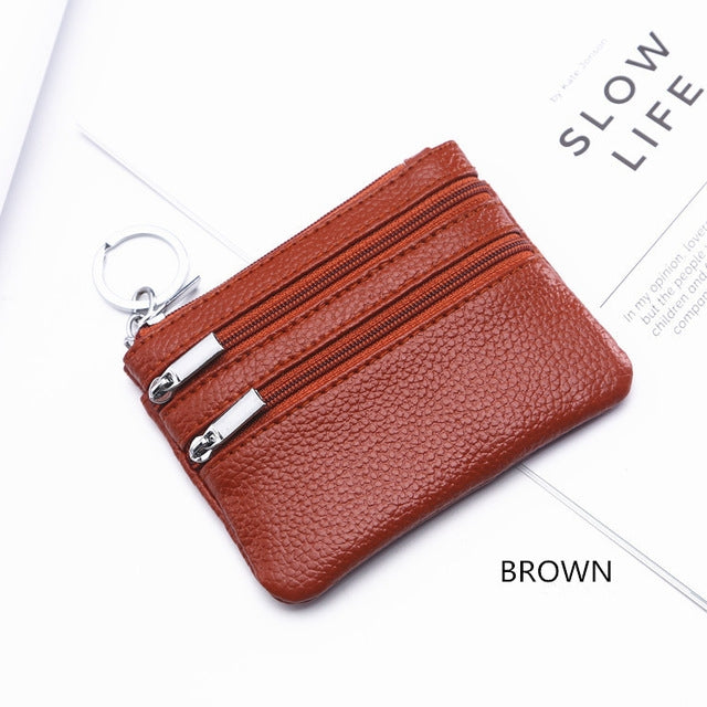 Genuine Leather Women Small Wallet Change Purses Zipper Card Holder Wallets