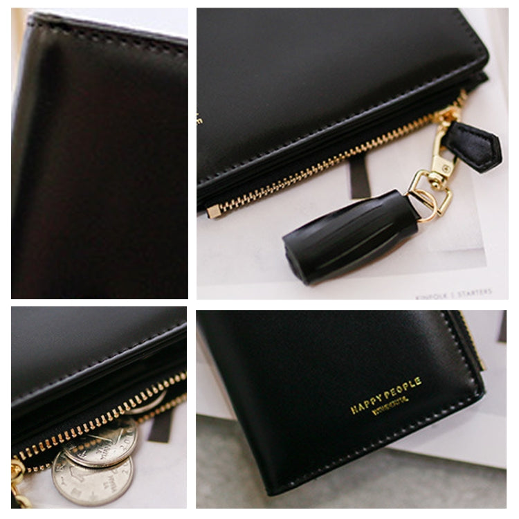 Brief Design Bifold Tassel Women Wallet PU Leather Short Credit Card Holder Purse