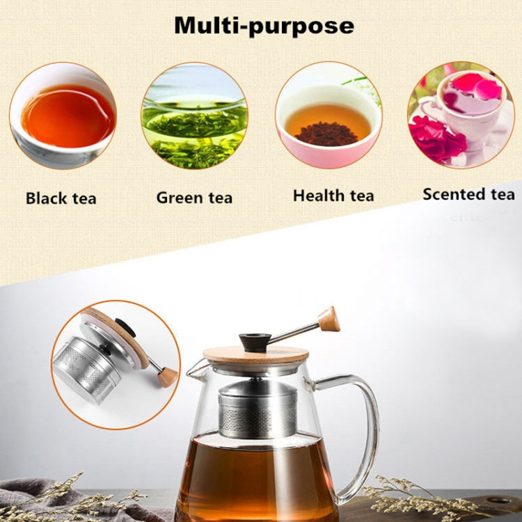 Stainless Steel Infuser Teapot Clear Borosilica Glass Filter Heat Resistant Coffee Puer Tea Pot Heated Container Boiling Kettle, 1500ml, 750ml, 950ml