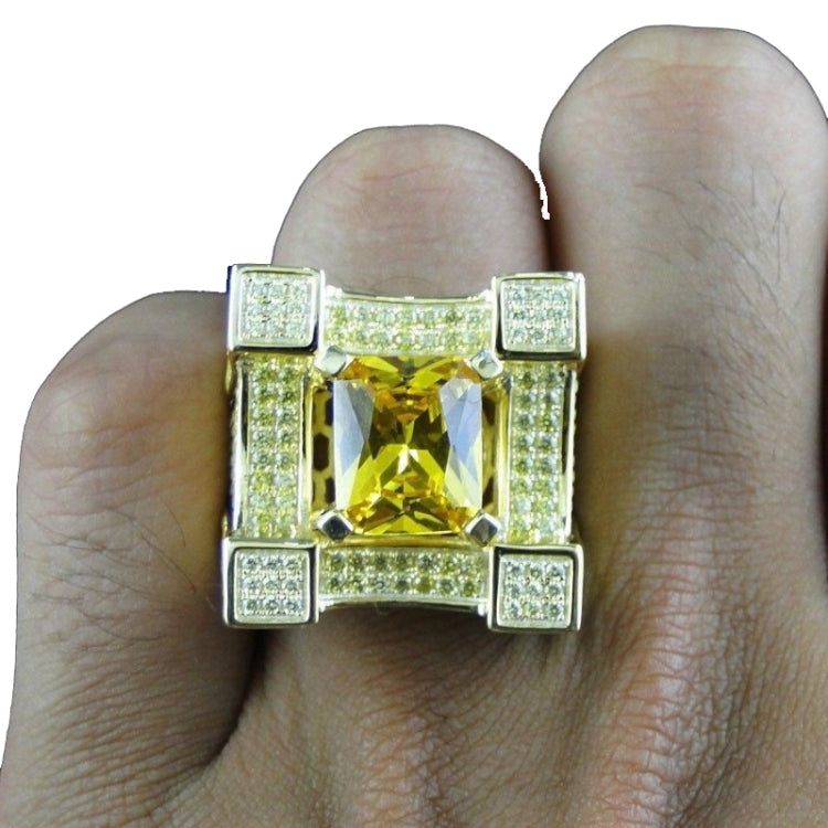 Men Luxurious Microencrusted Zircon Ring, Gold