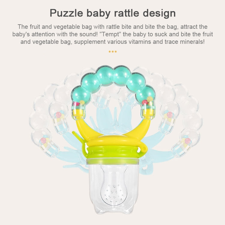 Baby Nipple Fresh Food Fruit Milk Feeding Bottles Learn Feeding Drinking Handle Teething Pacifier with Bell, S, M, L
