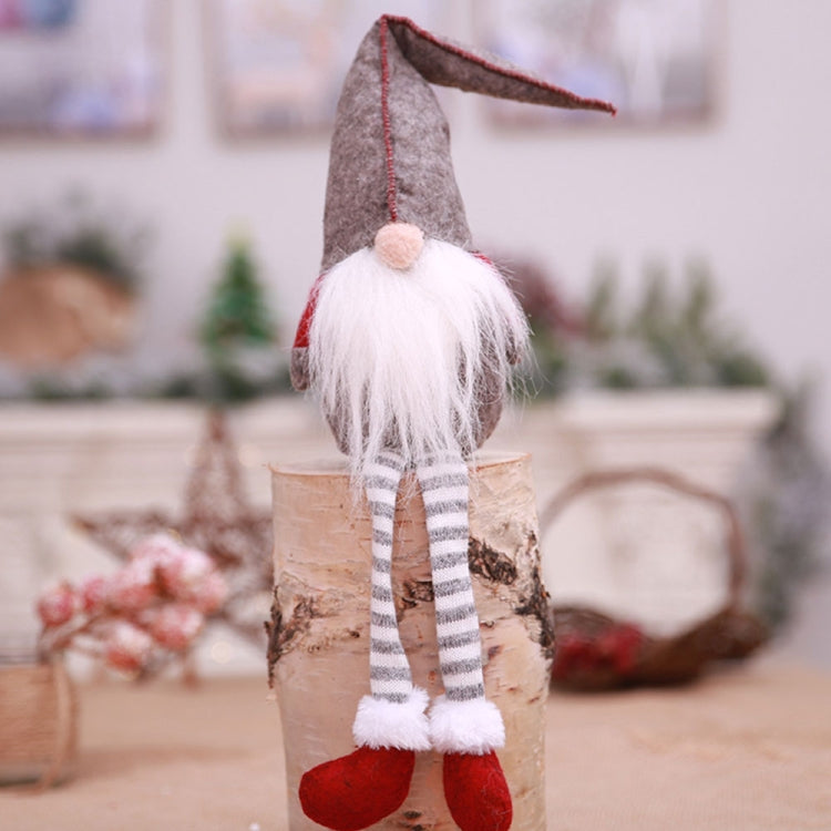 Cute Sitting Faceless Long-legged Elf Doll Christmas Decoration, Green, Grey, Red
