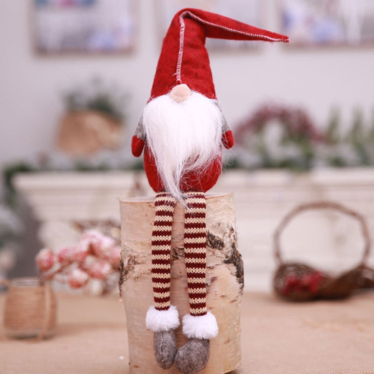 Cute Sitting Faceless Long-legged Elf Doll Christmas Decoration, Green, Grey, Red