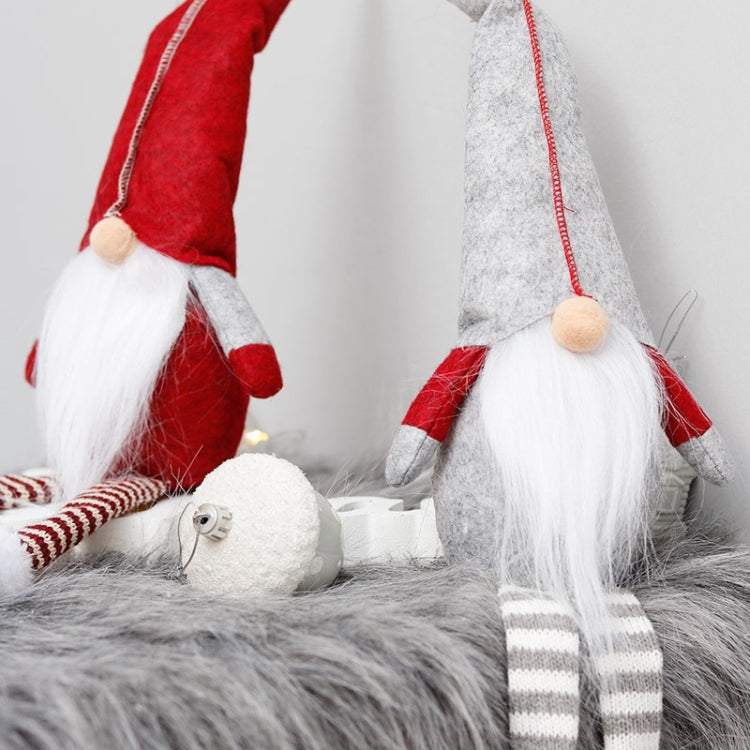 Cute Sitting Faceless Long-legged Elf Doll Christmas Decoration, Green, Grey, Red