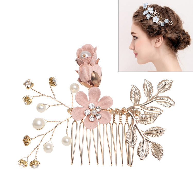 Fashion Flower Hair Combs Headdress Prom Bridal Wedding Hair Accessories Gold Leaves Hair Jewelry Hair Pins, Blue 1 flower, Blue 2 flower, Blue hair comb, Blue big size, Pink 1 flower, Pink 2 flower, Pink hair comb, Pink big zise, Purple 1 flower      ...