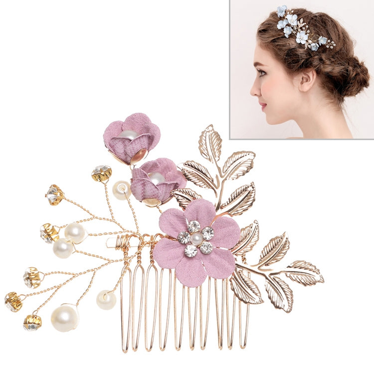 Fashion Flower Hair Combs Headdress Prom Bridal Wedding Hair Accessories Gold Leaves Hair Jewelry Hair Pins, Blue 1 flower, Blue 2 flower, Blue hair comb, Blue big size, Pink 1 flower, Pink 2 flower, Pink hair comb, Pink big zise, Purple 1 flower      ...