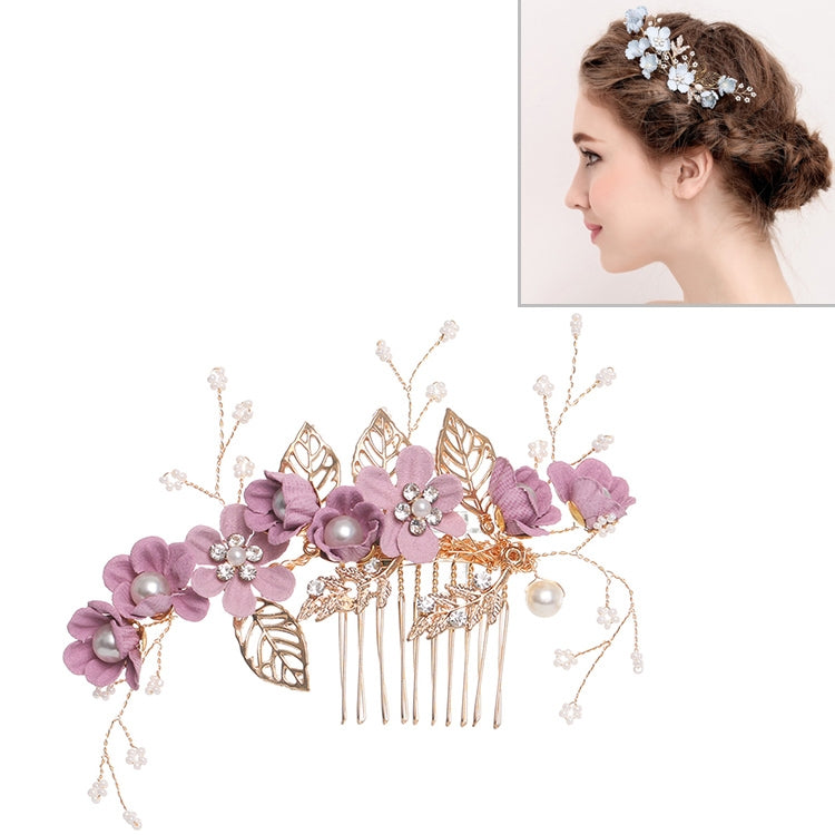Fashion Flower Hair Combs Headdress Prom Bridal Wedding Hair Accessories Gold Leaves Hair Jewelry Hair Pins, Blue 1 flower, Blue 2 flower, Blue hair comb, Blue big size, Pink 1 flower, Pink 2 flower, Pink hair comb, Pink big zise, Purple 1 flower      ...