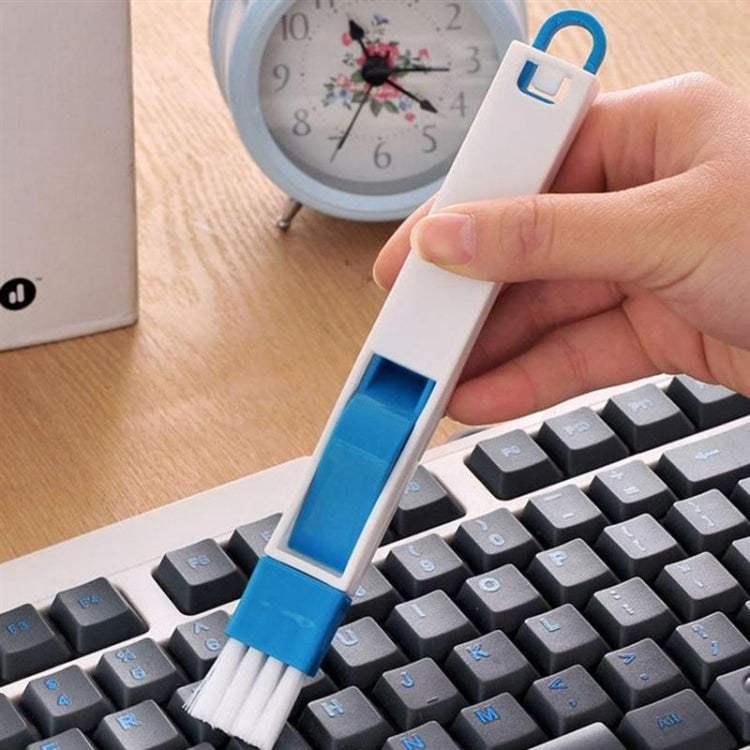 2 PCS  Mini Cleaning Brush with Detachable Dustpan for Window Groove Keyboard Corner Crannies, 2 PCS Blue