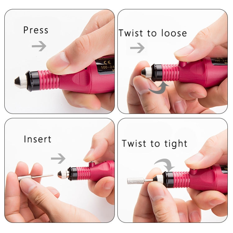 1 Set Power Professional Electric Manicure Machine Pen Pedicure Nail File Nail Tools 6 bits Drill Nail Drill Machine, US Plug White, EU Plug White, EU Plug Black