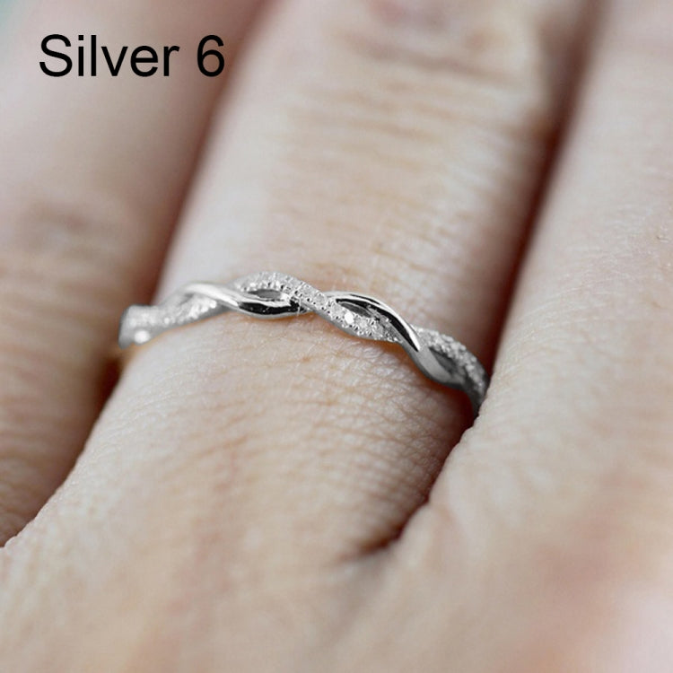 Woman Classical Cubic Zirconia Twist Shape Ring, sliver, gold, rose gold