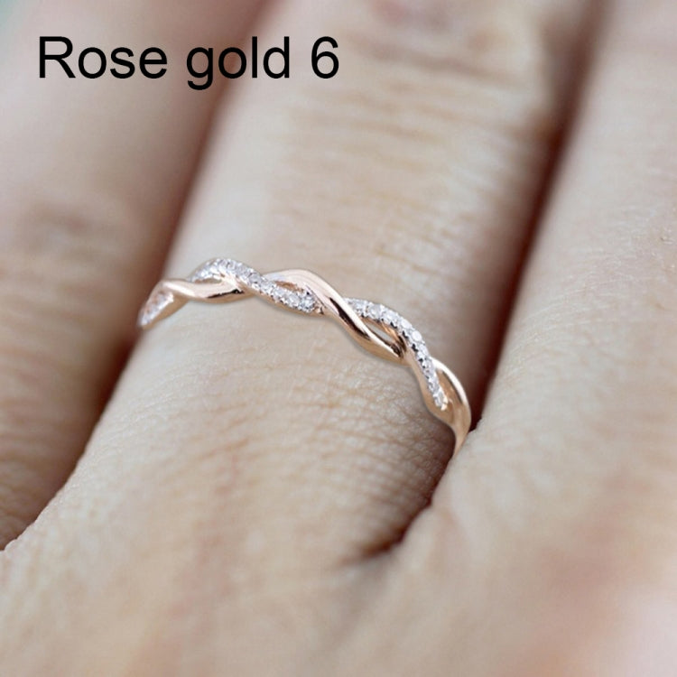 Woman Classical Cubic Zirconia Twist Shape Ring, sliver, gold, rose gold