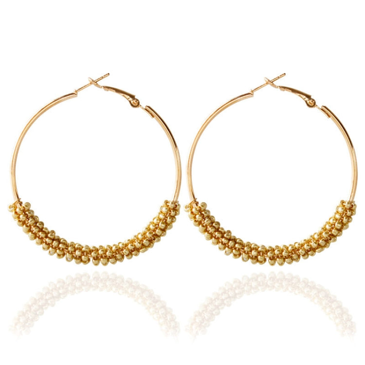 Women Hoop Earrings Ethnic Vintage Bead Boho Earrings Statement Jewelry, black, blue, Gold, multicolor, pink, silver, white