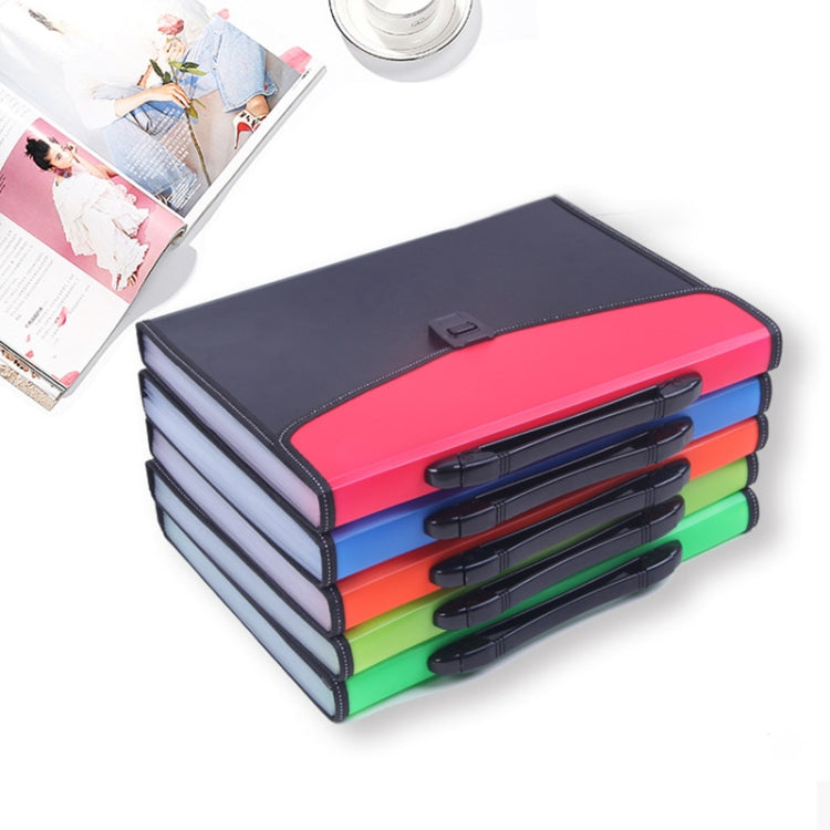 Portable 12-Layer File Pocket A4 Expanding File Classified Folder PP Storage Clip Ticket Package, Blue, Green, Orange, Red, Fluorescence Yellow