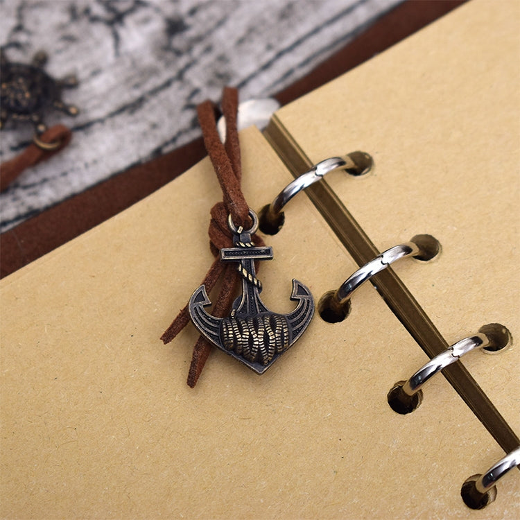 Spiral Notebook Diary Notepad Vintage Pirate Anchors PU Leather Stationery Gift Traveler Journal, S, L