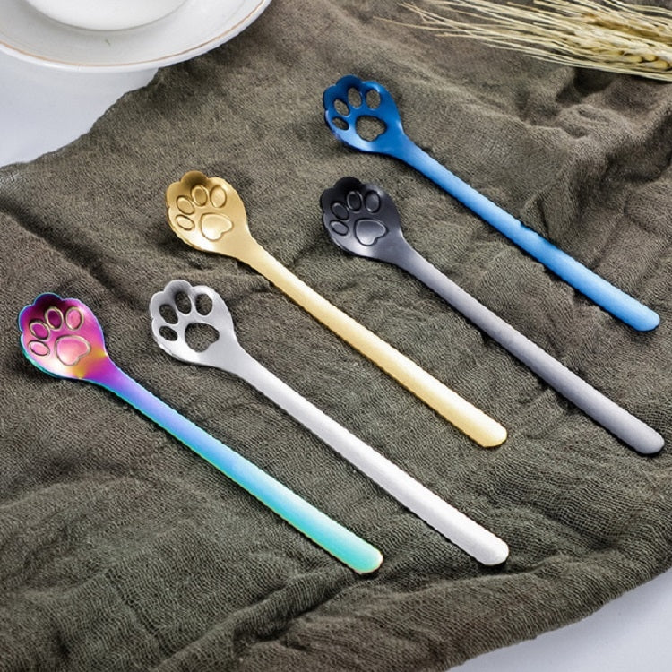 Stainless Steel Creative Cat Claw Coffee Spoon Dessert Cake Spoon, Cat Claw Spoon Silver, Hollow Cat Claw Spoon Silver, Cat Claw Spoon Gold, Hollow Cat Claw Spoon Gold, Cat Claw Spoon Rose Gold, Hollow Cat Claw Spoon Rose Gold, Cat Claw Spoon Black    ...