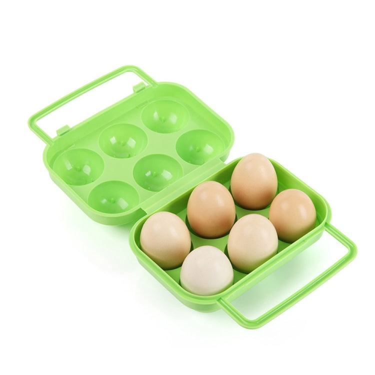 Portable Handle 6 Eggs Plastic Container Egg Storage Box Case, 6 Eggs Green, 6 Eggs Orange, 6 Eggs Blue