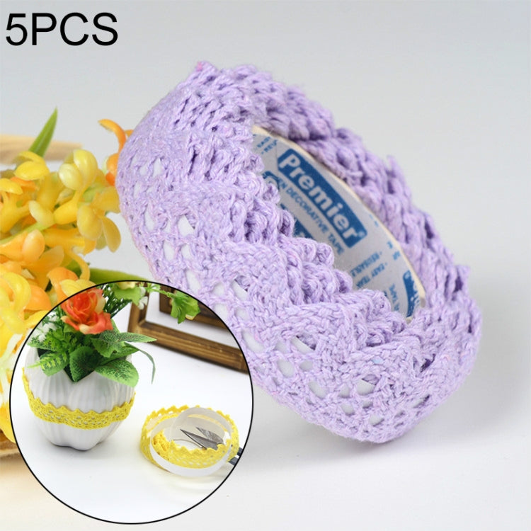 5 PCS Cotton Lace Fabric White Crochet Lace Roll Ribbon Knit Adhesive Tape Sticker Craft Decoration Stationery Supplies