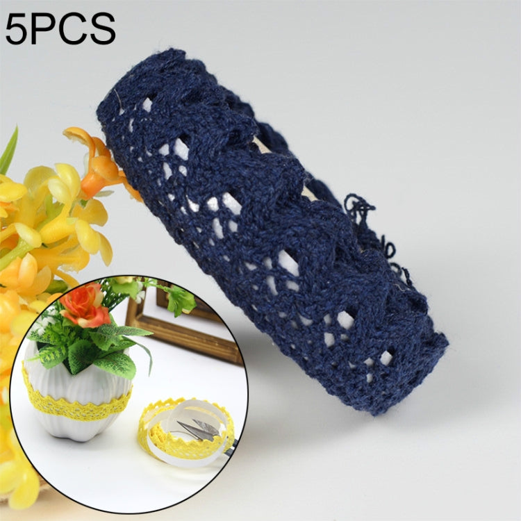 5 PCS Cotton Lace Fabric White Crochet Lace Roll Ribbon Knit Adhesive Tape Sticker Craft Decoration Stationery Supplies