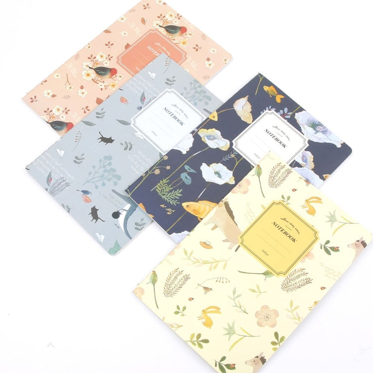 G12G108 Kawaii Cute Nature Flowers Birds Animal Notebook Painting Diary Book Journal Record Office School Supplies, Random Color Delivery, G12G108