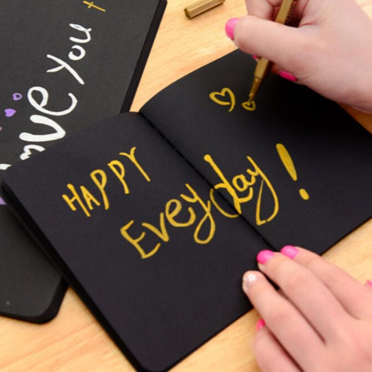 Sketchbook Diary Drawing Painting Graffiti Soft Cover Black Paper Sketch Book Notebook Office School Supplies Gift, L 16K