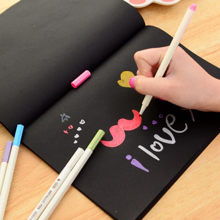Sketchbook Diary Drawing Painting Graffiti Soft Cover Black Paper Sketch Book Notebook Office School Supplies Gift, L 16K
