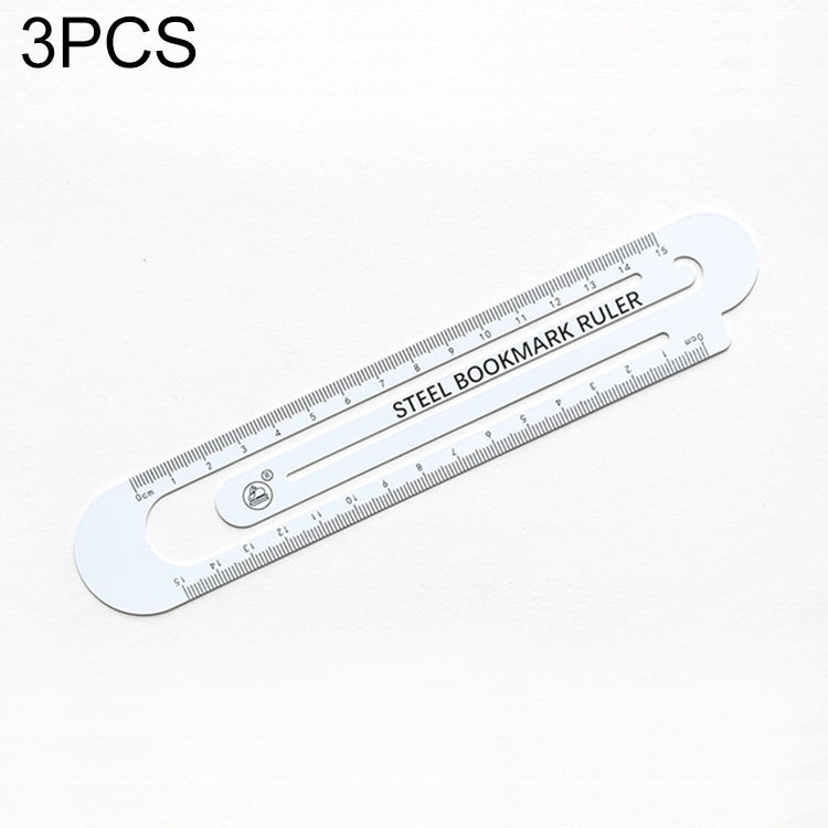 3 PCS Metal Steel Ruler Bookmark Drawing Supplies, 15CM Black, 15CM White, 12CM White, 12CM Black