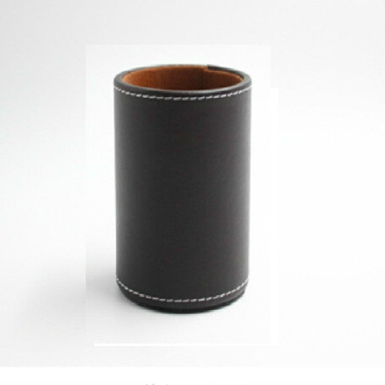 Faux Leather Leather Penholder Desk Supplies Organizer
