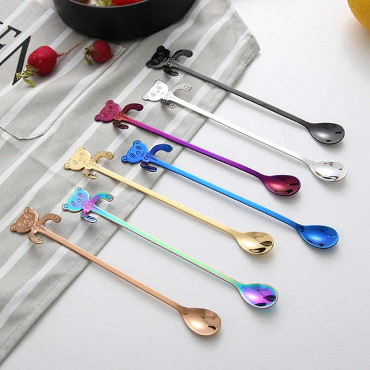 Cute Bear Spoon Long Handle Spoons Coffee Drinking Tools, Cute Bear(Blue), Cute Bear, Cute Bear(Black), Cute Bear(Gold Plating), Cute Bear(Rose Gold), Cute Bear(Rainbow)