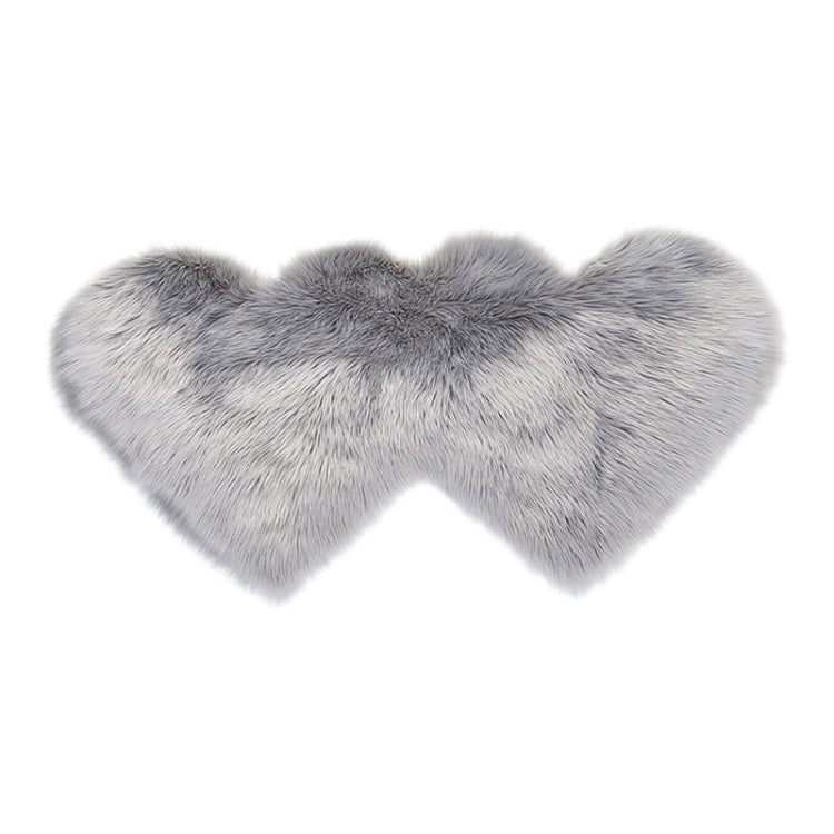 Creative Double Heart Imitation Wool Carpet Sofa Cushion Mat Plush Bedroom Living Room Floor Rugs, 90x180cm