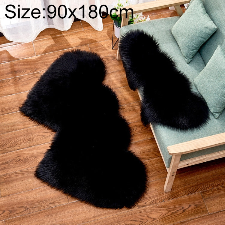Creative Double Heart Imitation Wool Carpet Sofa Cushion Mat Plush Bedroom Living Room Floor Rugs, 90x180cm