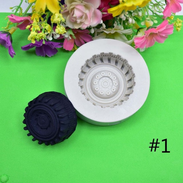 2 PCS DIY Tires Shape Sugar Craft Cake Silicone Mold Fondant Baking Decorating Tools Random Color Delivery, Size 1, Size 2, Size 3, Size 4