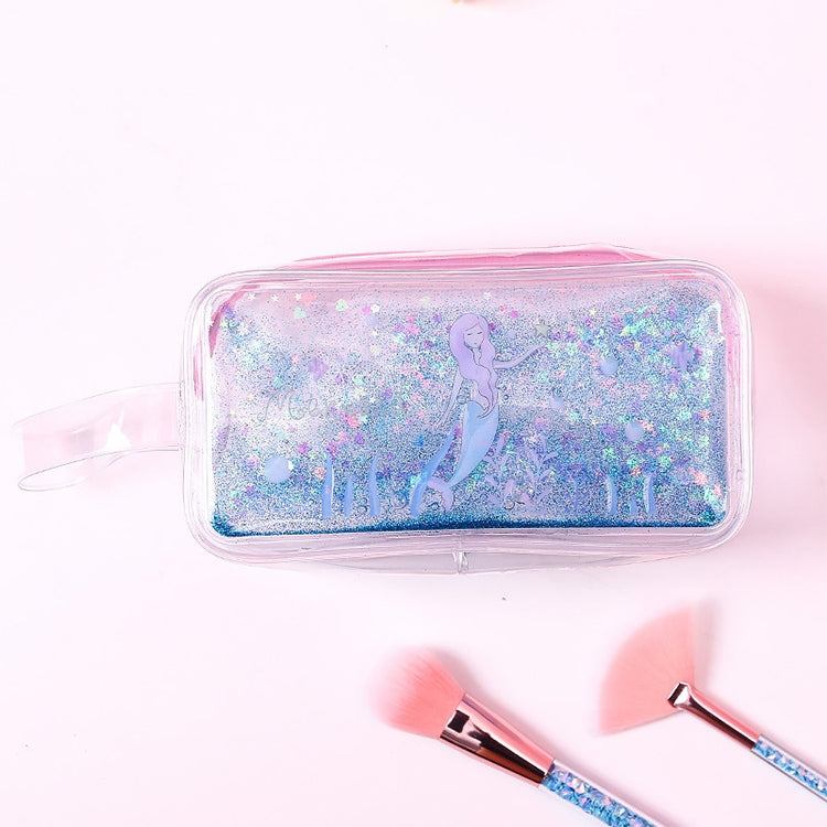 Cute PVC Pig Pattern Pencil Case Colorful Transparent Quicksand Girl Pen Bag Creative Stationery School Supplies