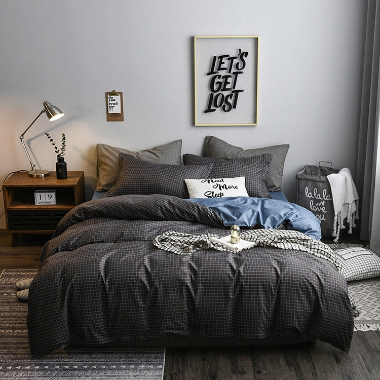 Bedding Set Solid Plaid Side Bed Comforter Duvet Cover Sheet Set, 168*229cm(1x Pillowcase,1xQuilt）, 200*230cm(2x Pillowcase,1x Quilt）, 228*228cm(2xPillowcase,1xQuilt）, 260*230cm(2xPillowcase ,1xQuilt）, 135*200cm(1xPillowcase,1xQuilt）                   ...
