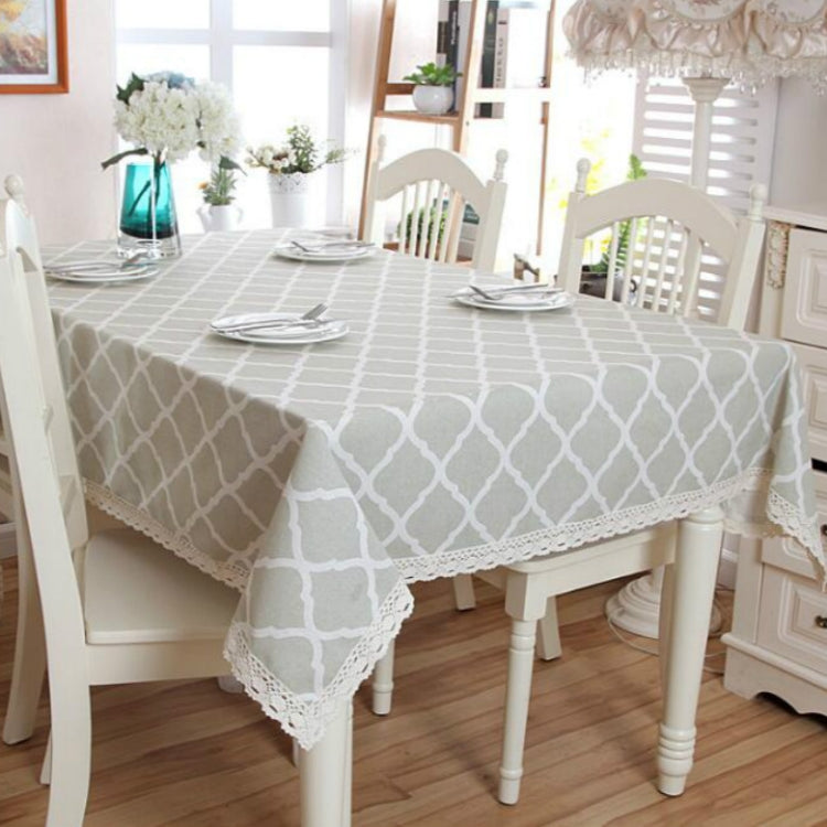 Cotton and Geometric Rhombus Gray LaceTablecloth, 60x60cm, 70x70cm, 90x90cm, 100x140cm, 120x120cm, 140x140cm, 90x150cm, 140x160cm, 120x160cm, 140x180cm, 130x180cm, 140x200cm, 140x220cm, 140x250cm