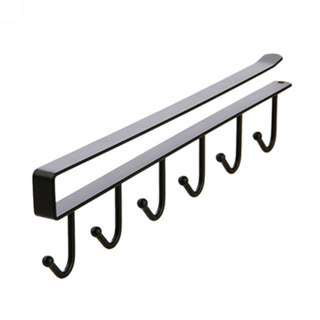 2 PCS Hooks Storage Rack Cup Towel Hanging Holder Bathroom Kitchen Cabinet Organizer