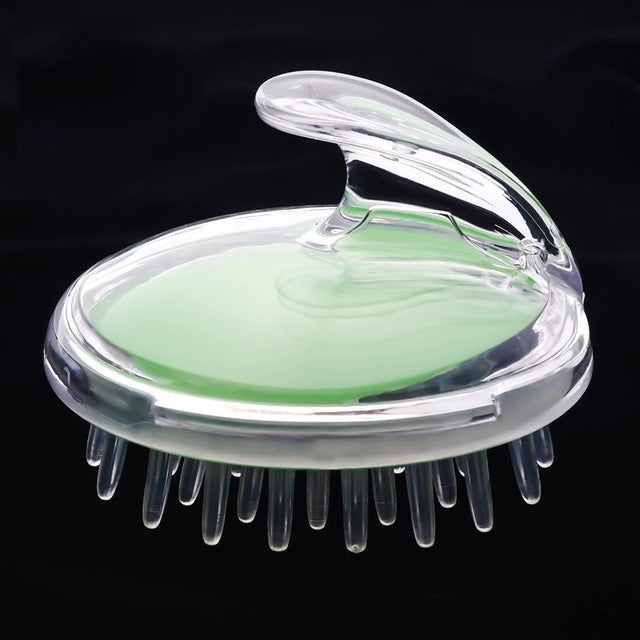 Household Head Hand-held Silicone PVC Massage Brush, Green, Red, Blue