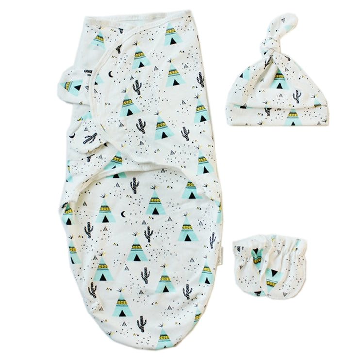 Spring  Summer Cotton Baby Infant Bags Towels Sleeping Bags Knitted Cloth Cap Set, S (50x70 CM), L (60x75 CM)