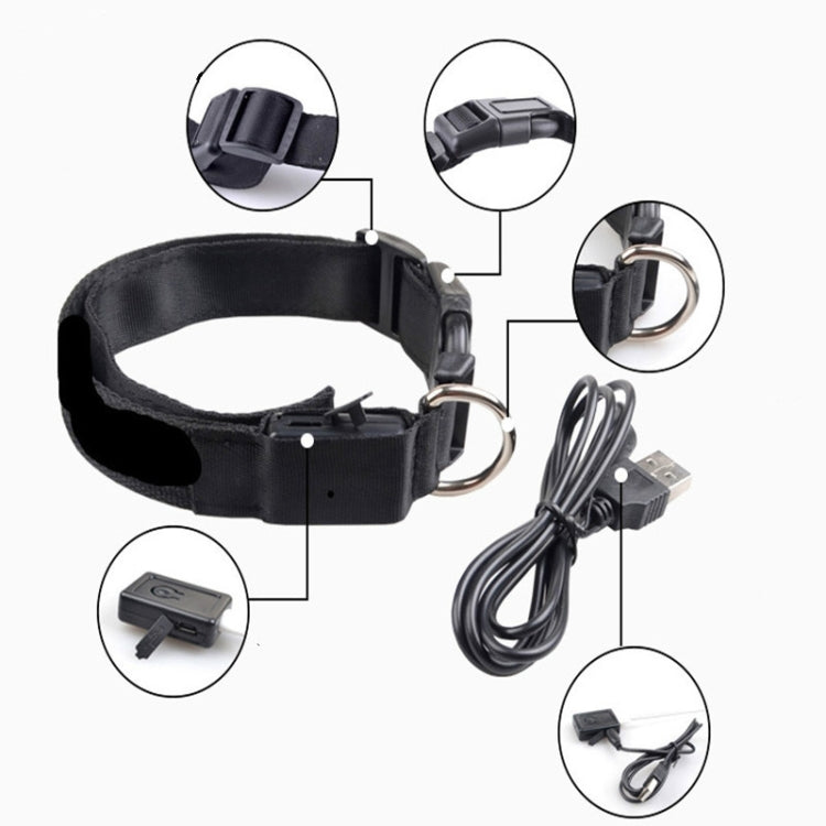 Plaid Pattern Rechargeable LED Glow Light Leads Pet Dog Collar for Small Medium Dogs, L, XL