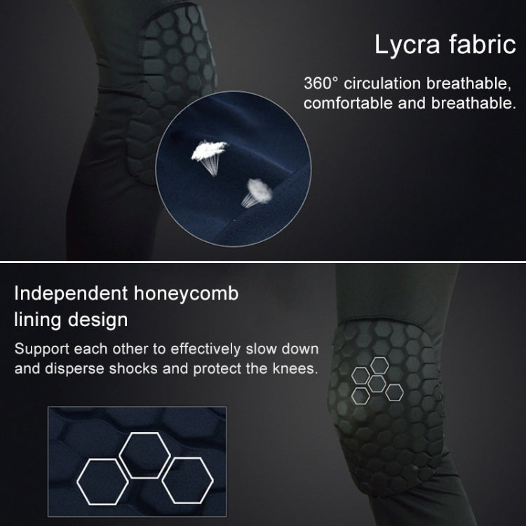 Long Sports Anti-collision Anti-fall Breathable Honeycomb Knee Pads, S, M, L, XL