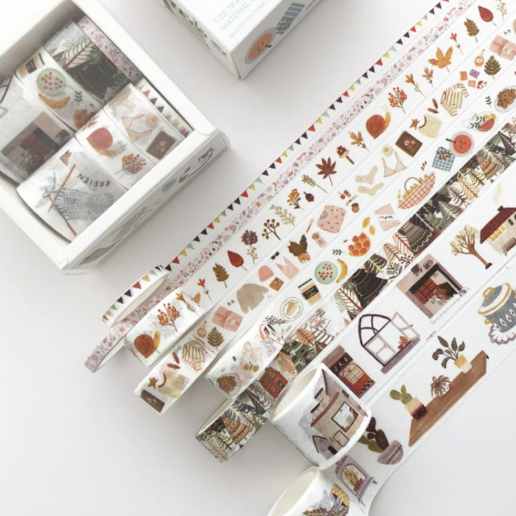 8 Roll / Box Paper Tape Basic Handbook Material Set Small Fresh Girl DIY Decorative Tape Antique Hand Account Sticker, (Life, Blue Rhythm, Dream Love