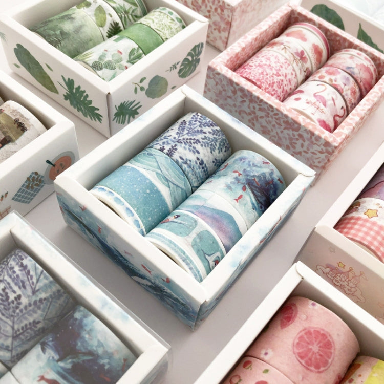 8 Roll / Box Paper Tape Basic Handbook Material Set Small Fresh Girl DIY Decorative Tape Antique Hand Account Sticker, (Life, Blue Rhythm, Dream Love