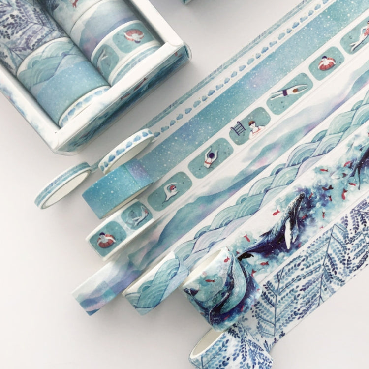 8 Roll / Box Paper Tape Basic Handbook Material Set Small Fresh Girl DIY Decorative Tape Antique Hand Account Sticker, (Life, Blue Rhythm, Dream Love