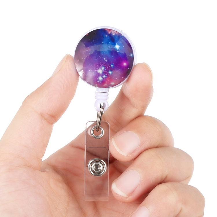 2 PCS Night Starry Sky Marble Crack Puller Retractable Buckle Lanyard Business Key Buckle Card Holder, Dark Blue Starry Crocodile Clip, Marble Alligator Clip, Aqua Blue Crocodile Clip